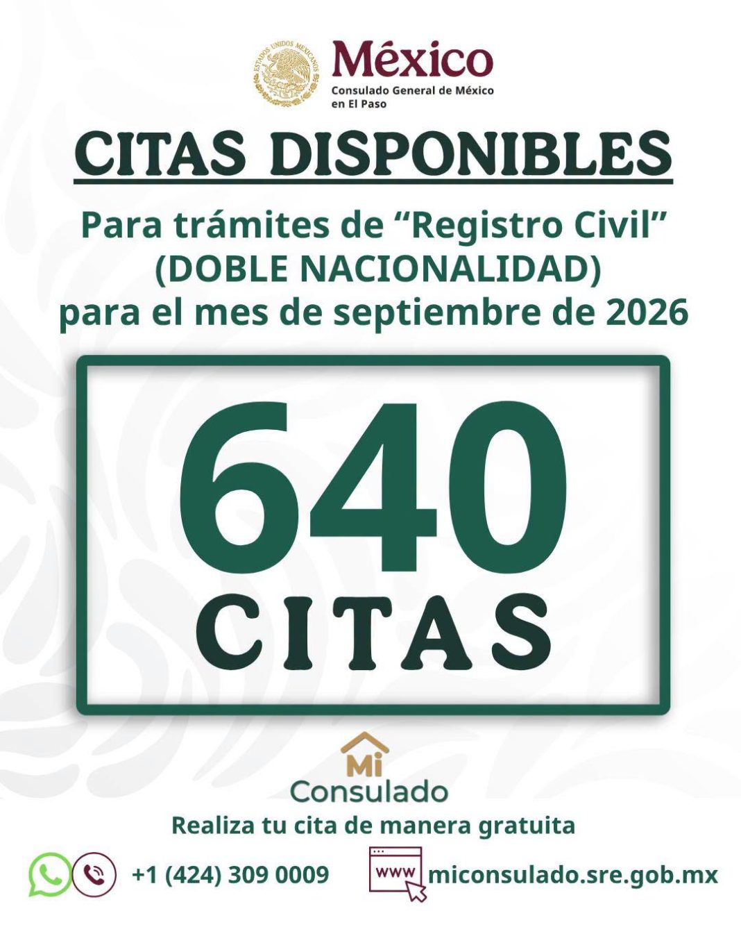 Abren 640 citas para doble nacionalidad en Consulado mexicano Abren 640 citas para doble nacionalidad en Consulado mexicano