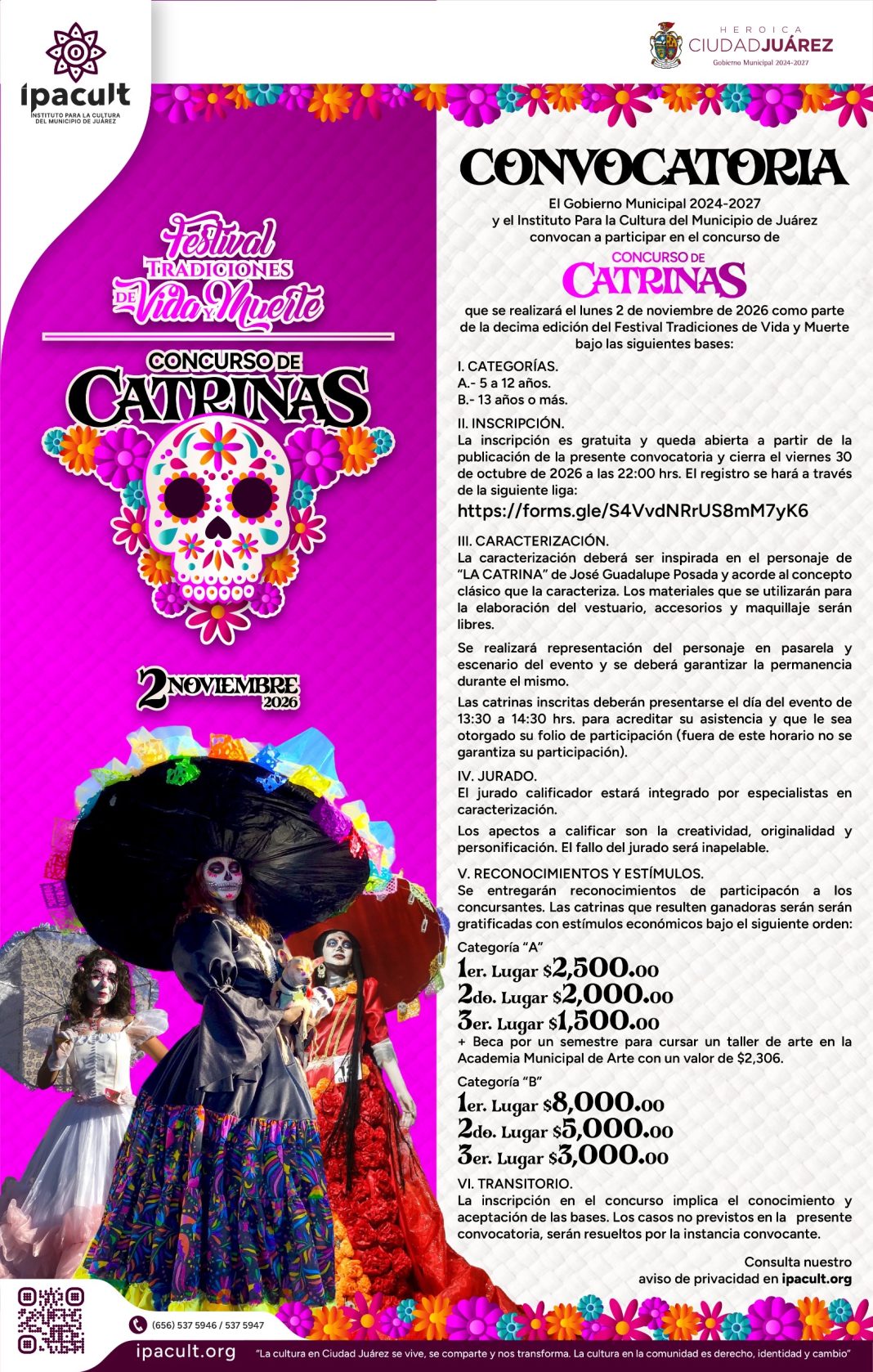 Invitan al Concurso de Catrinas del Festival Tradiciones de Vida y Muerte Invitan al Concurso de Catrinas del Festival Tradiciones de Vida y Muerte